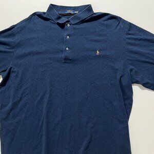 Polo Ralph Lauren Polo Shirt Long Sleeve Preppy Casual Blue Men's size 3XLT
